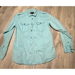 Marc Ecko Cut & Sew Button Down Shirt Long Sleeve Utility Small‎